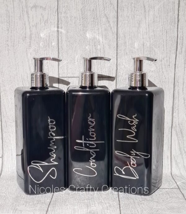 Black square personalised bottles